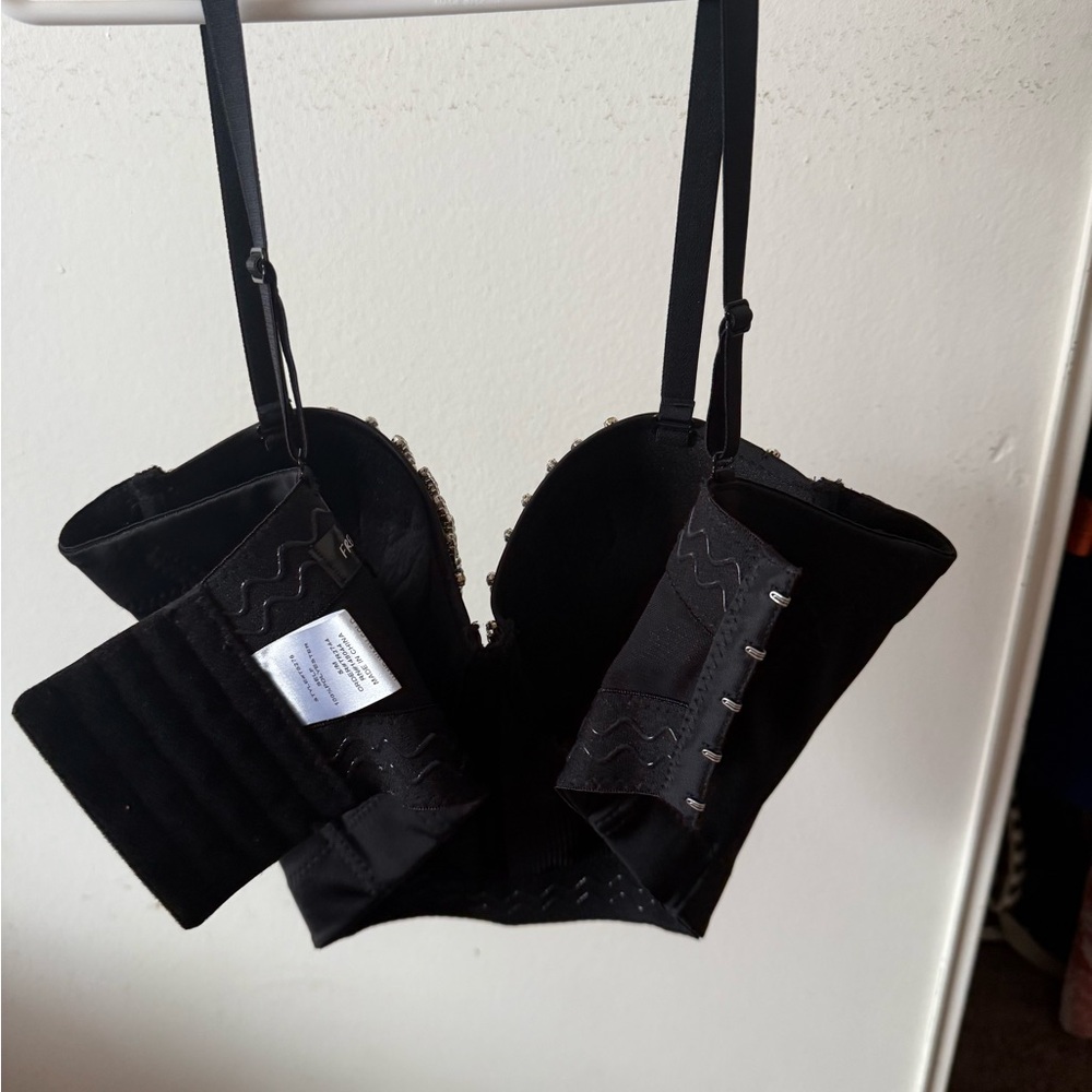 French Kyss Black Bustier with Rhinestone Details - Picture 3 of 4